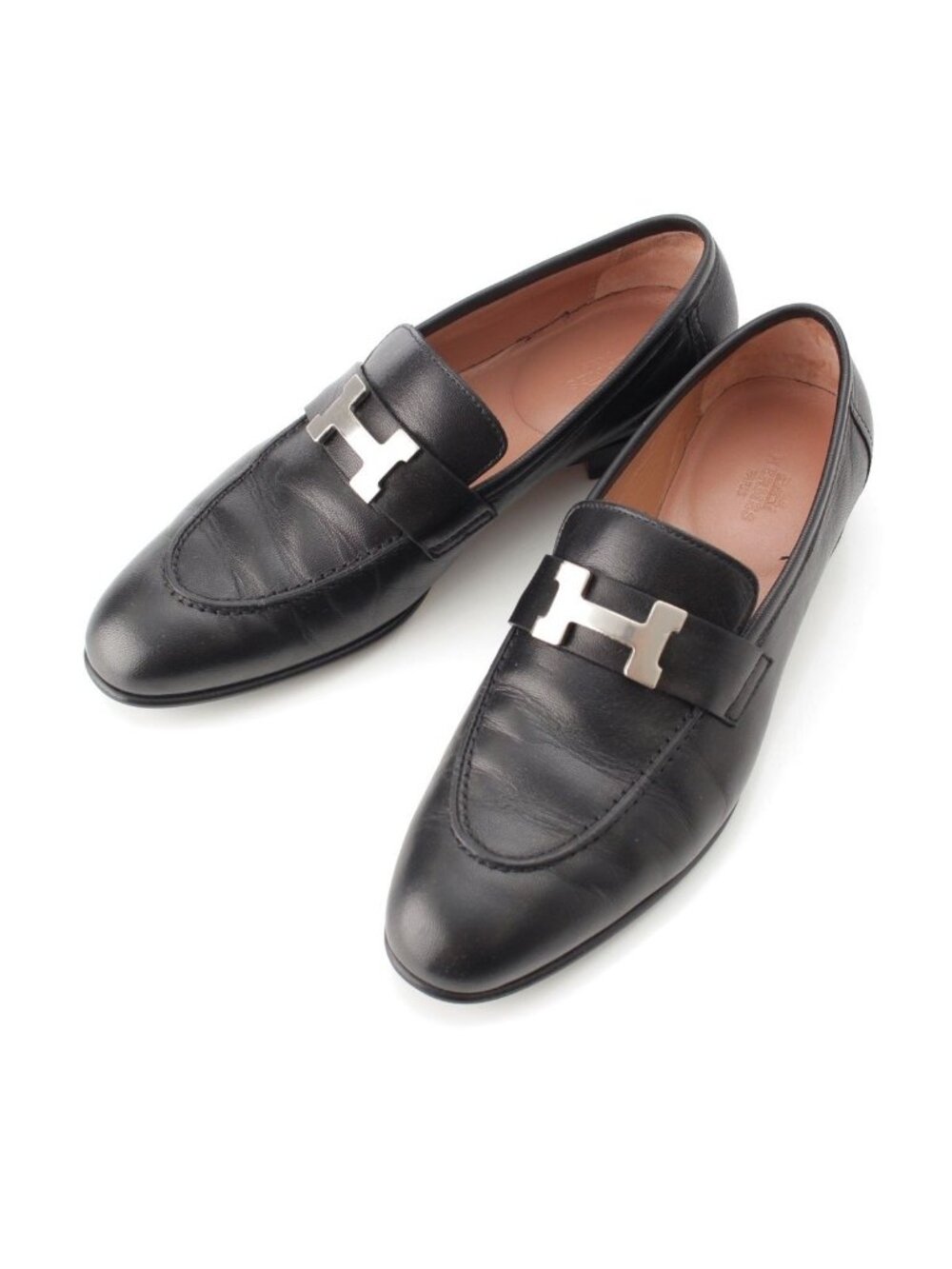 Hermes Moccasins Paris Chevre Constance Loafers Black